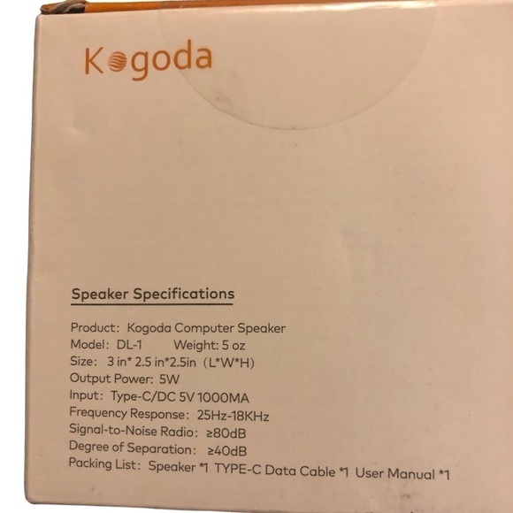 Kogoda Type C PC Desktop Computer Small Speaker Stereo Sound USB Cable Included - Picture 3 of 4